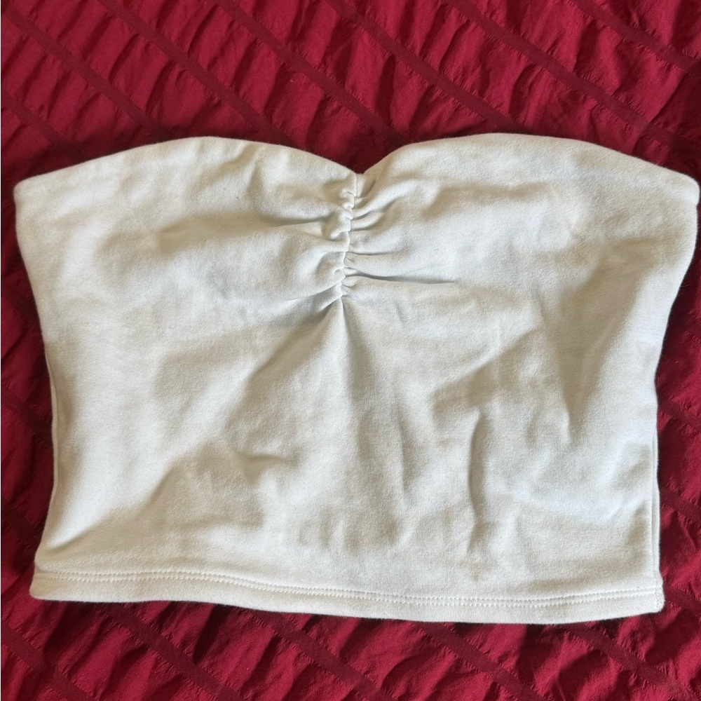 Garage Cream Strapless Top
